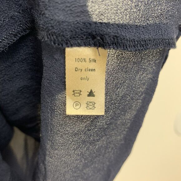 Project Alabama Ruffle 100% Silk V Neck Blouse Shirt Blue Size 10 - Picture 4 of 6